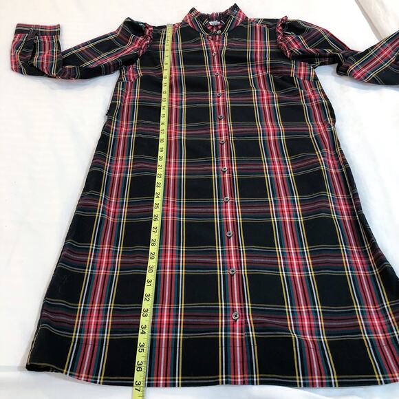 J. Crew Black Tartan Long Sleeve Shift Dress - Picture 11 of 12